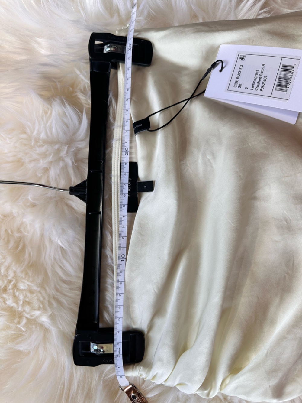 🤍 Theory Side Ruched Satin Skirt – Lemongrass – New With Tags - Picture 10 of 15